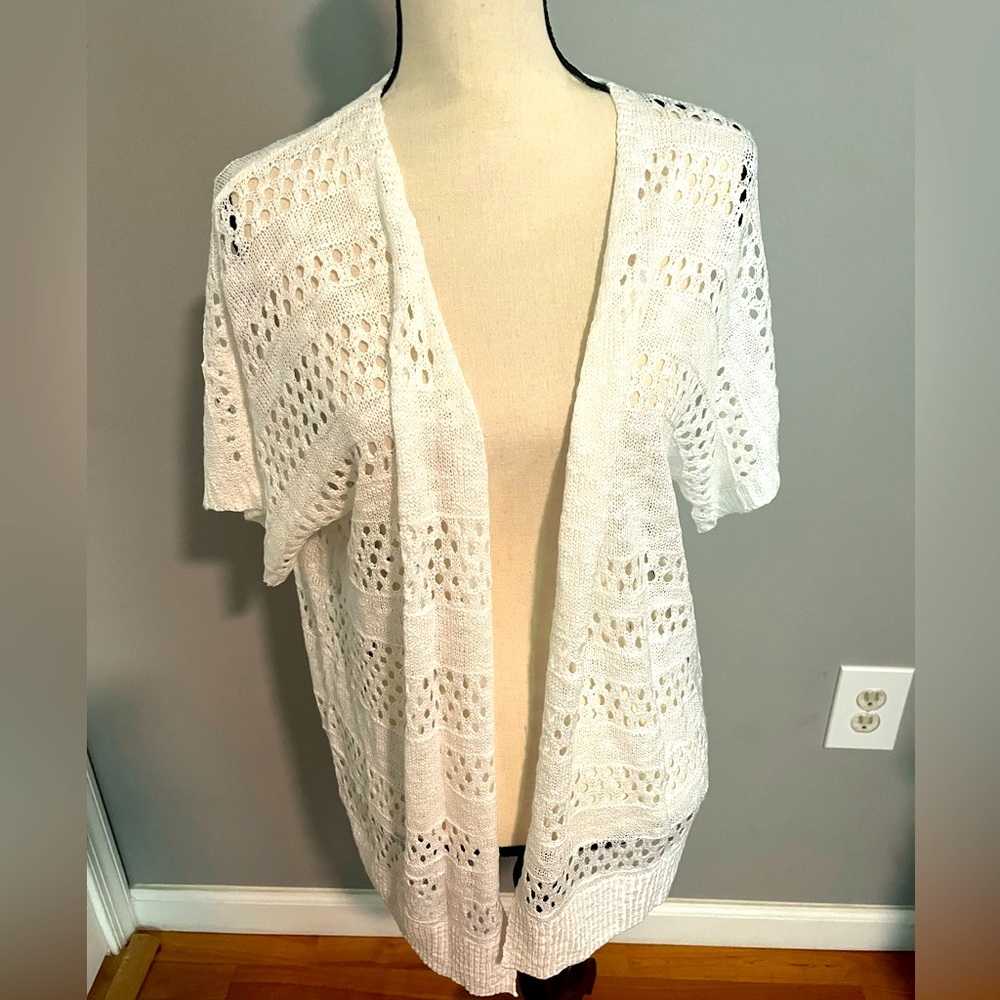 Lace Open Knit Cardigan in White-NEW!